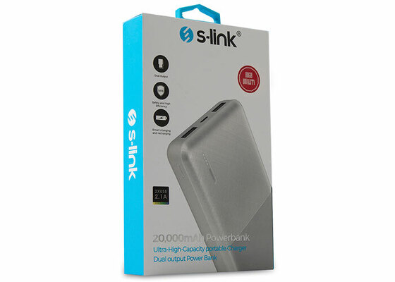 S-LINK IP-G20 20000MAH POWERBANK 2 USB PORT BEYAZ TASINABILIR PIL SARJ CIHAZI
