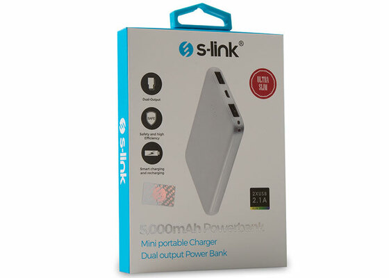 S-LINK IP-G56 5000MAH POWERBANK 2 USB PORT BEYAZ. TASINABILIR PIL SARJ CIHAZI