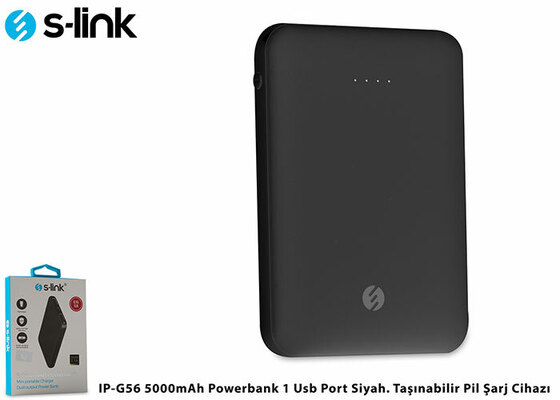 S-LINK IP-G56 5000MAH POWERBANK 2 USB PORT SİYAH. TASINABILIR PIL SARJ CIHAZI