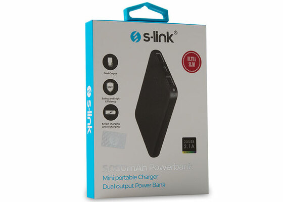 S-LINK IP-G56 5000MAH POWERBANK 2 USB PORT SİYAH. TASINABILIR PIL SARJ CIHAZI