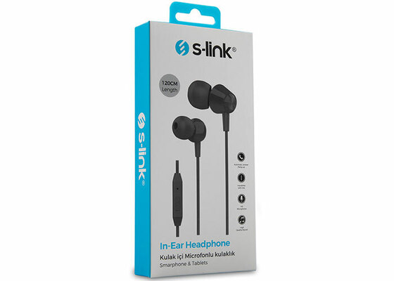 S-link SL-KU160 Mobil Telefon Uyumlu Siyah Kulak İçi Mikrofonlu Kulaklık