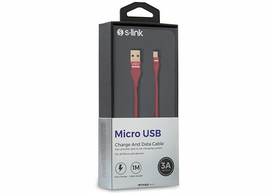 S-LINK SWAPP SW-C540 1M 3A MICRO USB KIRMIZI SARJ KABLOSU